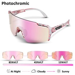 Pochromic Cycling Sunglasses Women Men UV400 Outdoor Sport Glasses Mountain Road Bike Bicycles Riding Eyewear Hiking Goggles 240130