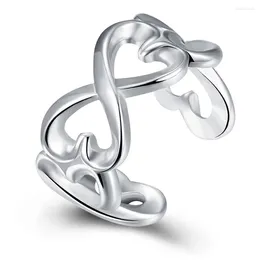 Cluster Rings Top Quality 925 Sterling Silver Big Heart Open Ring For Woman Wedding Engagement Party Fashion Charm Jewelry