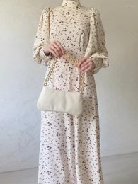 Ethnic Clothing Spring Eid Muslim Floral Dress For Women Dubai Abaya Morocco Party Dresses Ramadan Lace-up Kaftan Vestidos Arab Long Robe