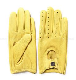 Five Fingers Gloves Stylish Women Genuine Leather Thin Female Full Finger Pure Sheerkin Driving Locomotive Luvas Guantes Mujer Yel1135853