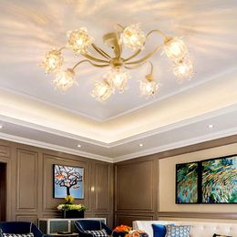 Ceiling Lights Flower Branch LED For Living Room Decor Glass Chandelier Bedroom Home Lamp Modern Lustre Pra Sala Vintage