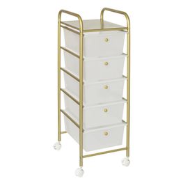 HoneyCanDo Plastic and Steel Rolling 5Drawer Storage Cart with 1 Shelf ClearGold | USA 240125