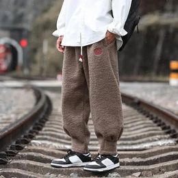 2023 Winter Warm Thicken Sweatpants Men Fashion Joggers Elastic Waist Drawstring Casual Pants Male Brand Fleece Trousers 240125