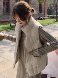 Women's Trench Coats 4-Color 2024 Korean Version Cotton Coat Vest Women Winter Outerwear Loose Thickened Casual Fashion Tank Top Solid Colour