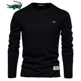 Cotton Long Sleeve T Shirt For Men Solid Spring Casual Mens T-shirts High Quality Male Tops Classic Clothes Mens T-shirts 240202