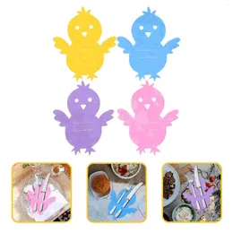 Kitchen Storage 8pcs Fork Spoon Sleeves Easter Chicken Cutlery Holders Silverware Pouch Utensil Bags