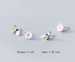 Mix Design 925 Sterling Silver Asymmetric Honey Bee Stud Earrings Rhinestone Sun Flower Earings For Women Girls Pendientes Jewelry4394401