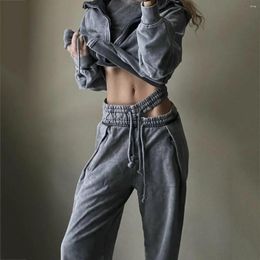 Women's Pants Double Waisted Long Sexy Low Straight Leg Loose Fitting Sports Casual Lace Up For Fashion