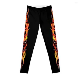 Active Pants Tattoo Flame Design Leggings Sports For Women's Fitness Set Gym Womens