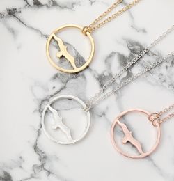 10pcs Abstract Flying Bird Pendant Necklace Eagle llow Seagull in Circle Charm Jewellery Necklace for Gift1575231