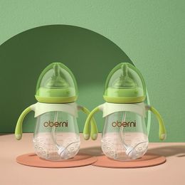 Oberni PP Material Anti drop bloating Handle Nursing Bottle 240ml 2pcs Bpa Free Baby Milk feeding bottle 240131