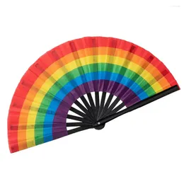 Decorative Figurines Wave Hand Fan Lgbt Rainbow Folding Fans For Festivals Dance Parties Events Portable Cooling Women Men