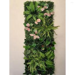 Decorative Flowers 2024 40cm 120cm Artificial Green Lawn Plant Wedding Decoration DIY Wall Grass Door El Home Outdoor Panel