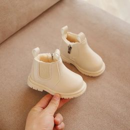 Vintage Children Snow Boots Black White Pink Platform Kids Fur Boots for Girls Baby Toddler Children Boys Shoes Keep Warm 0231 240130