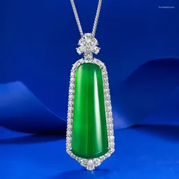 Chains 925 Silver Emperor Green Step By Rising Pendant Necklace Adjustable Wholesale