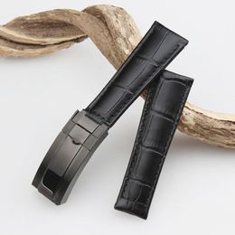 New 20mm Black Green Brown Blue Genuine Leather Watchband Watch Strap For Rolex gmt Watch for Rolex 116610LV224B