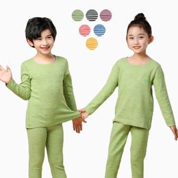 Thermal Long Johns Underwear Set for Children Pyjamas Keep Warm Winter Boys Girls Pijama Green Fleece Kids Clothes 2 to 14 Years 240130