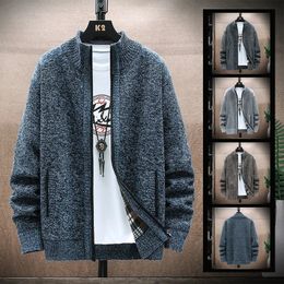 Solid Sweater Chenille Cardigan Man Autumn and Winter Mens Thick Warm Wool Fashion Casual Quality Knitwear Knitted Zipper Coat 240130