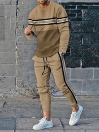 Men's Sweatshirt Pants 2 Piece Sets O Neck Long Sleeve T Shirt Sweatpants Tracksuits Male Oversized Tshirts Sportswear Clothing 240129