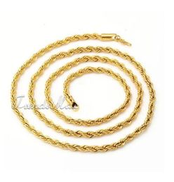 Whole 345 24K Gold Plated Necklace Chain Rope MENS Womens Chain GF Jewelry GNM285549053