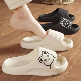 Slippers Fashion Sandals Women Summer Thick Platform Non-Slip Home Bear Cartoon Flip Flops Beach Shoes Men Indoor Bathroom