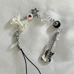 Keychains V2 Downtown Girl Inspired Keychain Y2K Grunge Handmade Guitar Phone Charm Downtowngirl Aesthetic