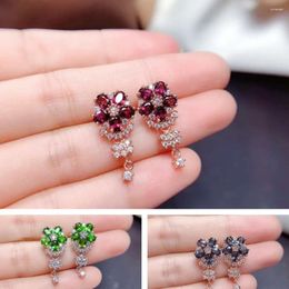 Dangle Earrings FS Natural High Quality Diopside/Topaz/Garnet S925 Sterling Silver Flower Type Fine Fashion Jewelry For Women MeibaPJ