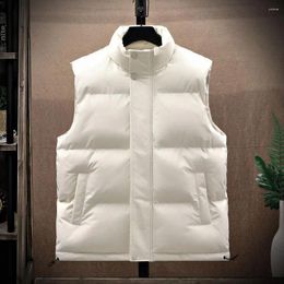 Men's Vests Fall Winter Waistcoat Lady Stand Collar Thick Sleeveless Jacket Pure Color Zipper Closure Cardigan Windproof Warm Men Vest Coat
