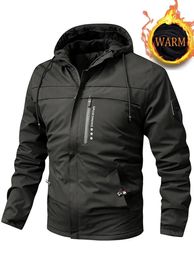 Warm Thick Hooded Windbreaker Jacket Men's Casual Fleece Coat For Fall Winter Outdoor Activities 240124