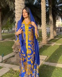 Ethnic Clothing Fashion Muslim Dress Vintage Print Robe Ramadan Abayas For Women Dubai Turkey Long Caftan Abaya Sleeve Vestidos