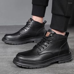 Boots Men's Leather Shoes Lace Up Fashion Motorcycle Ankle Military For Men Sneakers Man Botas Hombre