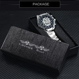 Luxury Watch Top Brand Auto Mechanical Wristwatches Skeleton Golden Skull Watch Men Stainless Steel Strap Fashion designer watch252x