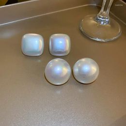 Stud Earrings Fashion Iridescent Pearl Circle For Women 2024 Trendy Women's High-End Frigid Ins Style