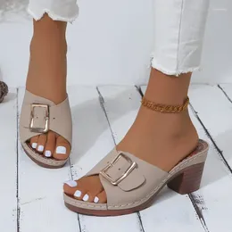 Slippers Women Metal Buckle Flats Platform Flip Flops Shoes Female Summer Beach Sandals 2024 Fashion Casual Open Toe Slides