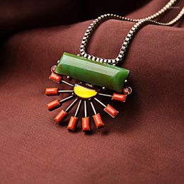 Pendant Necklaces Big Multicolor Maxi Necklace Resin Gem Bohemia Gift Jewelry Gold Color Long Chain