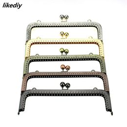 10 PcsLot 20 CM Large Size Square Embossing Metal Purse Frame Kiss Clasp Bead Head DIY Bag Accessory 5 Colours 240202