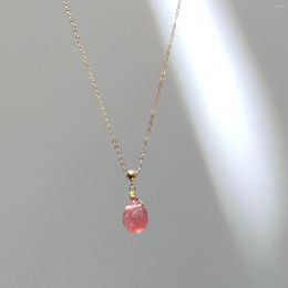 Pendants Lii Ji Strawberry Quartz Teardrop American 14K Gold Filled Handmade Choker Necklace Natural Stone Jewelry For