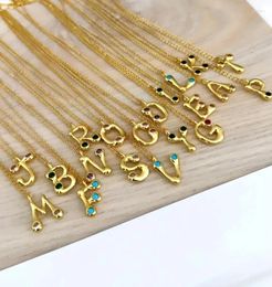 Pendant Necklaces Design Personalised Choker O Chain Name Initial Letter Colourful Cz Zircon 18k Gold Alphabet Necklace