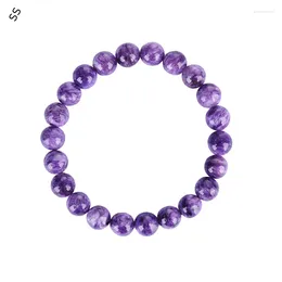 Strand 8MM Natural Amethyst Crystal Bracelet Men/Women Purple Beads Single Round Hand Chain Charm Jewel Accessories Russian