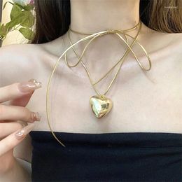 Pendant Necklaces Exquisite Charm Heart Jewellery Romantic Classic Necklace Luxury Gold Colour Neck Chain Delicate Korean Fashion Jewellery