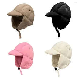 Berets Winter Warm Down Padded Ear Protection Flying Hats For Men And Women Thickened Windproof Outdoor Riding Skiing Bomber Hat