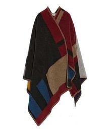 Custom Your Initial Embroidery On Women Poncho Scarf Monogramed British Plaid Fleece Cape Winter Poncho Blanket7513599