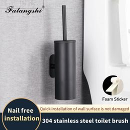 Black Toilet Brush Holder Wall Bathroom Accessories Cleaning Hanging Tool Durable Vertical WB8707 240118