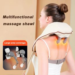 Electric Heat Neck Massage Shawl Shiatsu Kneading Cervical Spine Massager Car Home Back Shoulder Trapezius Muscle y240118