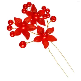 Hair Clips Flower Pearl U-Shaped Hairpin Sweet Flowers Charming Women For Woman Decorative Ornaments