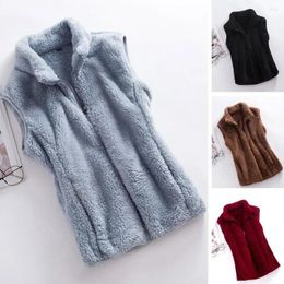 Women's Vests 2024 Autumn Winter Polar Fleece Vest Women Coat High Collar Zipper Sleeveless Jacket Warm Coral Velvet Female Waistcoat