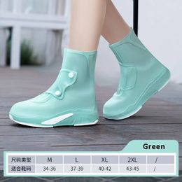 Fashion Nonslip Rain Boot Waterproof Shoes Cover Double Buttons Galoshes Men's Wearresistant Overshoes 240125