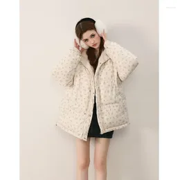 Women's Trench Coats Trendy Double-sided Floral Cotton Coat With Thickened WarmthParkas Winter Korean Version Jacket Female Clothing