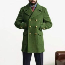 Men Formal Coat Jacket British Style Mens Doublebreasted Trench Thick Long Sleeve Cardigan with Notch for Fallwinter 240125