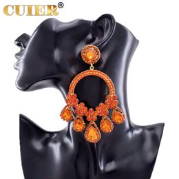 CUIER 4.3 Gorgeous Orange Water Drop Earring for Women Long Pendant Dangle Statement Earrings Jewelry Big Size Accessories 240124